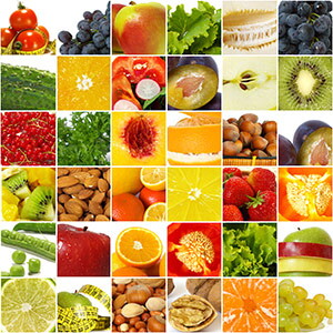 Fruits and vegetables.