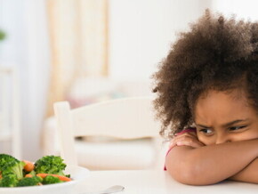 A child refusing eating vegetables