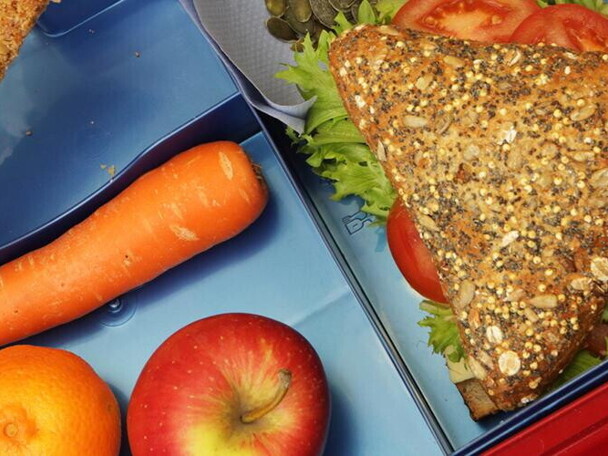 Lunch box with healthy food.